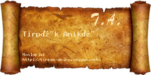 Tirpák Anikó névjegykártya